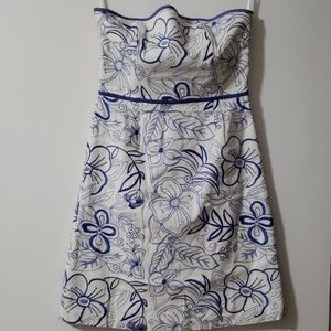 Tibi strapless dress - white and periwinkle